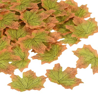 Unique Bargains Wedding Party Thanksgiving Halloween Decoration Autumn Maple Artificial Leaves Green 200 Pcs