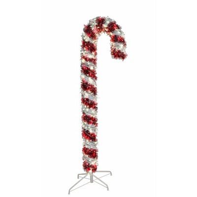 Kurt Adler Kurt Adler 6-Foot Pre-Lit Red and White LED Tinsel Candy Cane