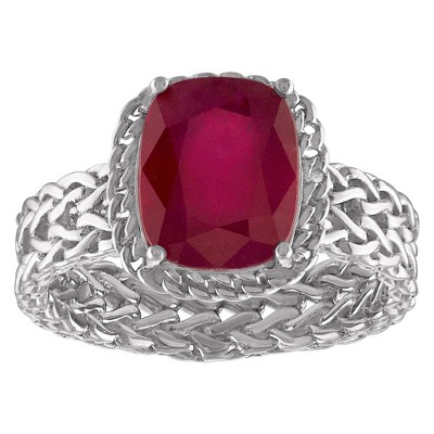 Designs By Gioelli Sterling Silver Ruby Wheat Ring
