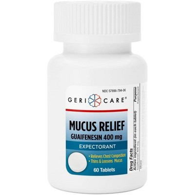 Gericare Guaifenesin 400Mg Mucus Relief Tablet, 60 Ct