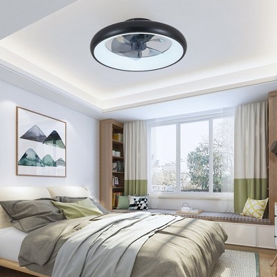 20" Black LED Ceiling Fan Light Dimmable & App/Remote Control, Modern Smart Fan
