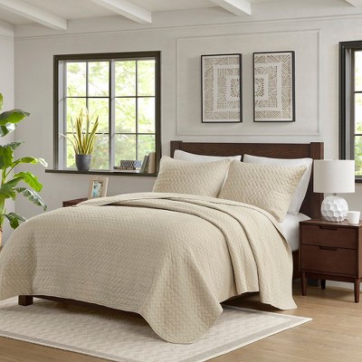 NicBex 3 Pcs Luxurious Oversized Comforter Set Bedding Herringbone Quilted Pattern Quilt Set 1 Quilt, 2 Pillow Shams, Machine Washable