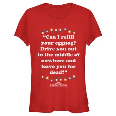 Juniors Womens National Lampoon's Christmas Vacation Leave You for Dead Quote T-Shirt