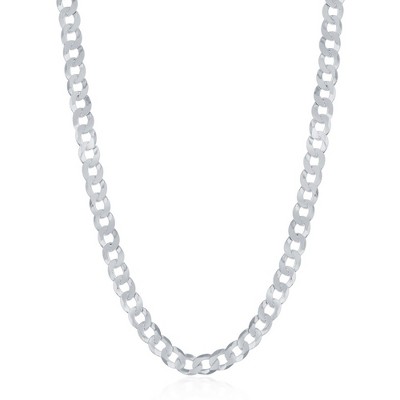 Links of Italy Sterling Silver 3.45mm Cuban Chain - Rhodium Plated - Available Sizes: 16  , 18  , 20  , 24  Inches