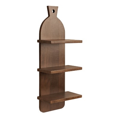 Kate & Laurel All Things Decor 12"x32" 3-Tier Braxton Modern Farmhouse Wall Shelves Natural Brown: Transitional Style, Plastic Frame