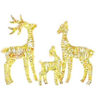Karl Home 3pcs Lighted Iridescent Reindeer Family Christmas Decoration 2D
