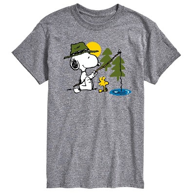 Men's - Peanuts - Snoopy and Woodstock Outdoor Fishing Short Sleeve Graphic T-Shirt