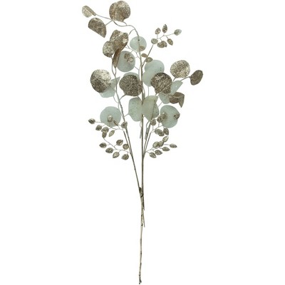 Northlight Glittered Winter Leaves Artificial Christmas Spray - 32" - White and Gold