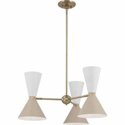 Phix 30.75 Inch 6 Light Chandelier in Champagne Bronze with Greige and White
