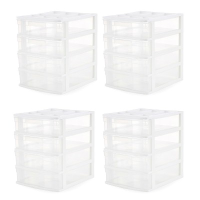 Gracious Living Desktop and Countertop Clear Smooth Gliding Drawers Storage Bin with Organizer Top Lid for Small Items, Holds 8.5 x 11 Inch Paper