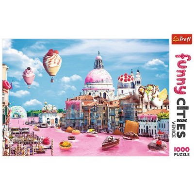 Trefl Funny Cities Sweets in Venice Jigsaw Puzzle - 1000pc: Travel & Food Theme, Memory Skills, Cardboard