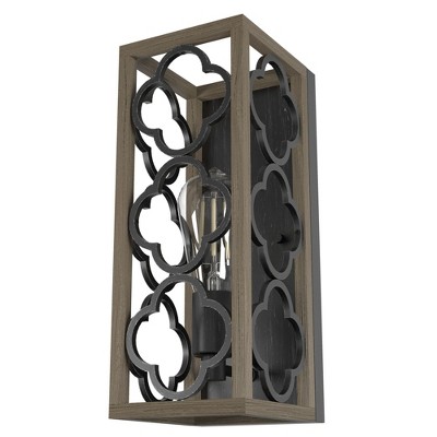 Hunter Fans 5" Gablecrest Wall Light French Oak Finish - Modern Farmhouse Sconce for Indoor Spaces, 1 Bulb, Dry Rated