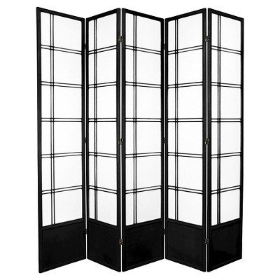 7 ft. Tall Double Cross Shoji Screen - Black (5 Panels)