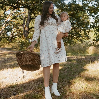 Organic Long Sleeve Ruffle Dress - Rustic Rose