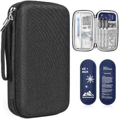 Insulated Medication Travel Case with 2 Reusable Ice Packs — EVA Hard-Shell Organizer for Insulin Pens & Diabetic Supplies