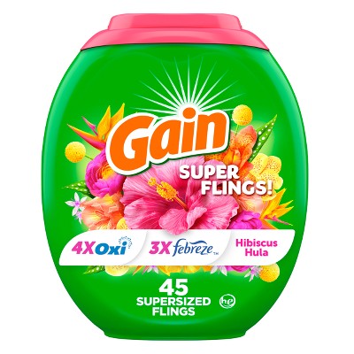 Gain Flings Hibiscus Hula HE Compatible Happy Laundry Detergent Soap Pacs