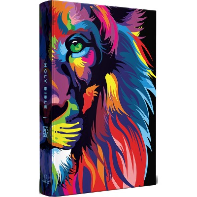 KJV Holy Bible, Multi Color Lion of Judah, Large Print, Handy Size Format, Hardcover, Ribbon Marker, and Red Letter - by  Origin