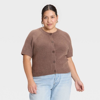 Women's Short Sleeve Cozy Knit Button-Down Cardigan - Universal Thread™