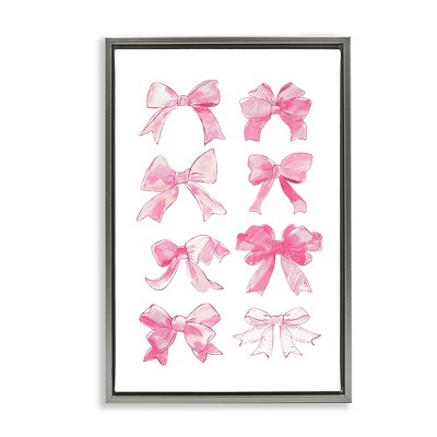 Stupell Industries Rows Of Pink Bows Black Framed Floater Canvas Wall Art