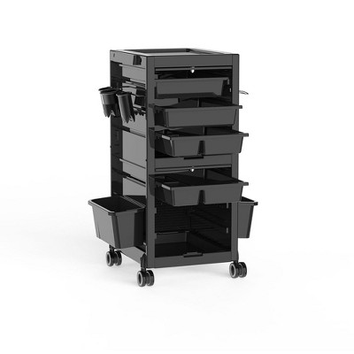 Salon Trolley Rolling Cart Lockable With 6 Trays & 3 Heat Resistant Holders & Keys