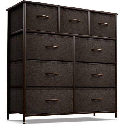 Sorbus Dresser with 9 Drawers - Furniture Storage Chest Tower Unit for Bedroom, Closet, etc - Steel Frame, Wood Top, Fabric Bins
