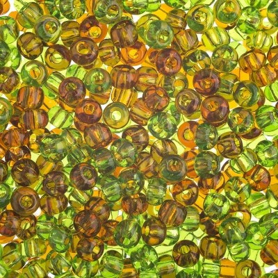 John Bead Czech Glass Seed Beads (24g Vial), 6/0 Carmel Apple Mix