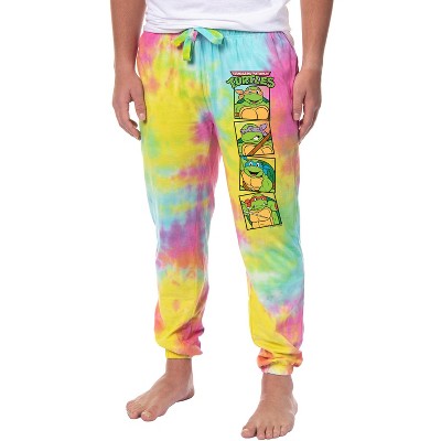 Teenage Mutant Ninja Turtles TMNT Square Men's Tie-Dye Jogger Pajama Pants Multicolored