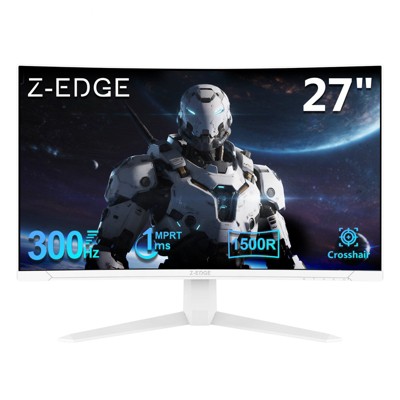 Z-EDGE UG27S White Monitor, 27" Curved Gaming Monitor 300Hz Monitor, 1ms 16:9 FHD 1080P Frameless Curved Monitor, Eye Care, 2×DP, 2×HDMI