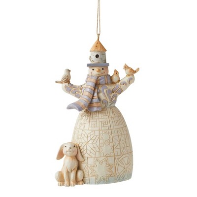 Jim Shore 4.75 In Snowman W/Birch Birdhouse Hat Tree Ornament , Woodland Ornament (1PC)