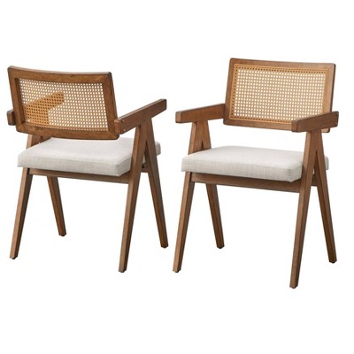 Lifestorey 2pk Felicity Modern Dining Chairs Colonial Oak/Beige
