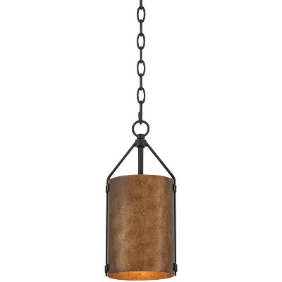 Possini Euro Design Julian 6" Farmhouse Rustic Pendant Ceiling Light Fixture Dining Room Over Table Kitchen Island Drum Black Bronze Finish Metal Mini