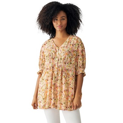 ellos Button Front Crinkle Tunic