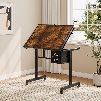 Gulches 1000 Pieces Jigsaw Puzzle Metal Table with 4 Trays 2 Drawers Wooden Protective Cover 4 Lockable Wheels Adult Gift