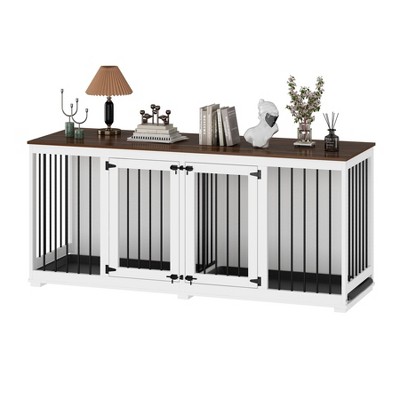 Famapy Indoor Furniture Kennel with Removable Partition Bottom Tray for 2 Dogs