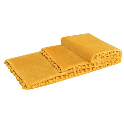 PiccoCasa Flannel Fleece Pompom Fringe Soft Plush Lightweight Blankets