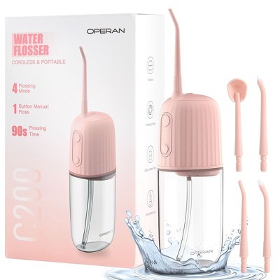 Operan Wireless Water Flosser, Portable Electric Water Dental Flossers, Oral Irrigator with 4 Nozzles, 4 Modes, 200 ml, IPX7 Waterproof, Rechargeable for Teeth Cleaning, for Family and Travel