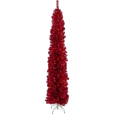 Northlight 6' Prelit Artificial Christmas Tree Red Tinsel - Clear Lights