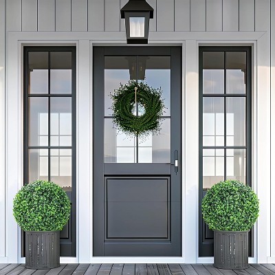 COZONY 15/19" Artificial Topiary Balls Set of 2, Faux Boxwood Decorative Spheres for Porch Patio Garden Wedding Decor