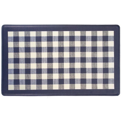 Kate Aurora Navy & White Buffalo Plaid Memory Foam Anti-Fatigue Kitchen Floor Mat 30 In. W X 18 In. L