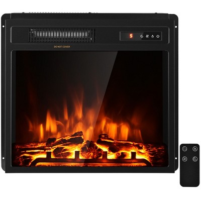 Costway 18 inch Electric Fireplace Insert Freestanding & Recessed 1500W Stove Heater
