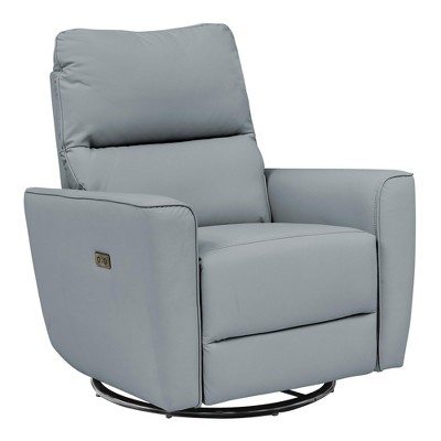 Power Recliner Chair, Swivel Rocker Glider Chair with USB Ports, Upholstered PU Leather Nursery Recliner Chair for Living Room