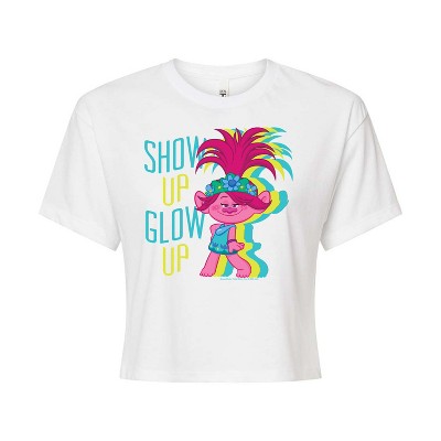 Women's - Trolls - Show Up Glow Up Poppy Cropped Graphic T-Shirt