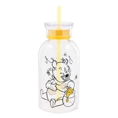 Silver Buffalo Disney Winnie The Pooh "Sweet As Can Bee" Glass Milk Bottle | Holds 15 Ounces