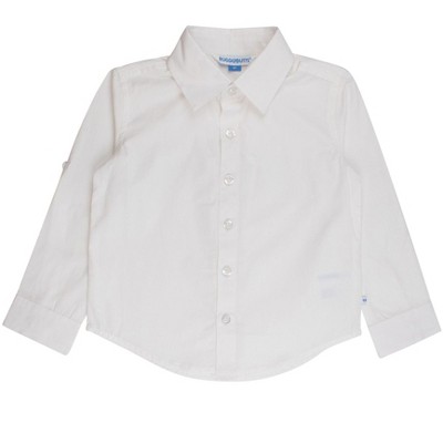 RuggedButts Toddler Boys Long Sleeve Button Down Shirt - White, 3T