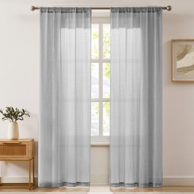 Lush Décor Milla Knitted Textured Sheer Window Curtain Panels Silver Pair 38x84