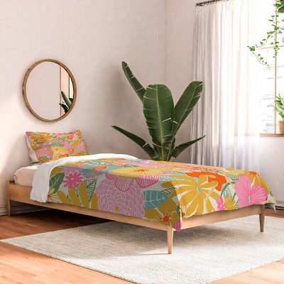 Deny Designs Megan Galante 60s Retro Floral Comforter Set Gold