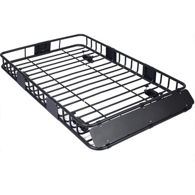 Metal Roof Cargo Basket Car Roof Rack, Top Mount Roof Rack Black Steel 64 Inch