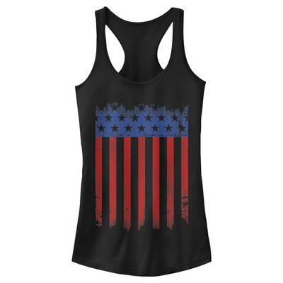 Juniors Womens Lost Gods Distressed USA Flag Racerback Tank Top