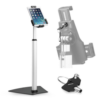Pyle Anti-Theft iPad/Tablet Security Display Stand with Lock, Adjustable Height and Angle - Silver