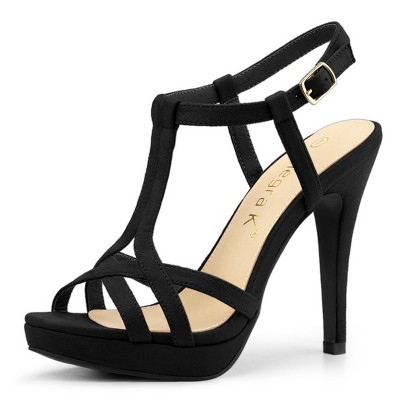 Allegra K Women's T Strap Open Toe Platform Stiletto Heel Sandals